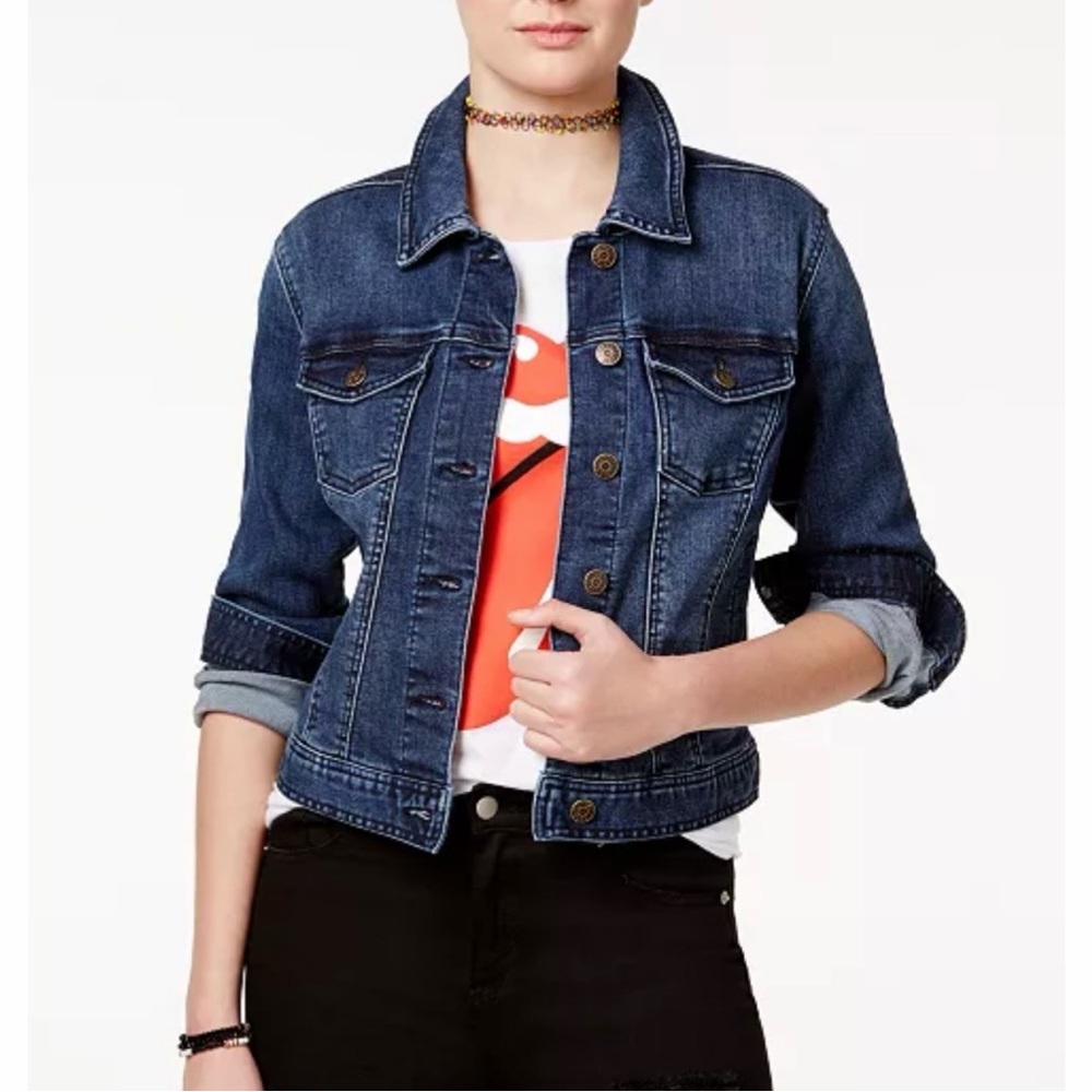 Celebrity Pink Dark Blue Denim Jacket
